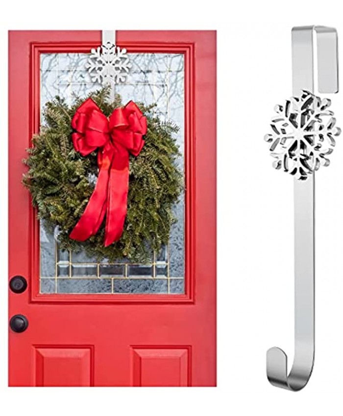Fovths Christmas Metal Wreath Hanger 14.5 Inches Wreath Hook with Snowflake Interchangeable Icons Over The Door Metal Wreath Hook Heavy Duty Wreath Holder for Wreath Christmas Decorations