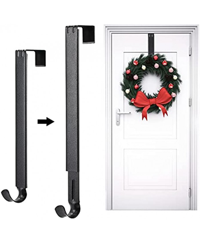 Kederwa Wreath Hanger for Front Door,Adjustable Wreath Hanger Extends from 15inch to 24inch Door Wreath Hanger Hooks Door Holder for Christmas Wreath Decorations