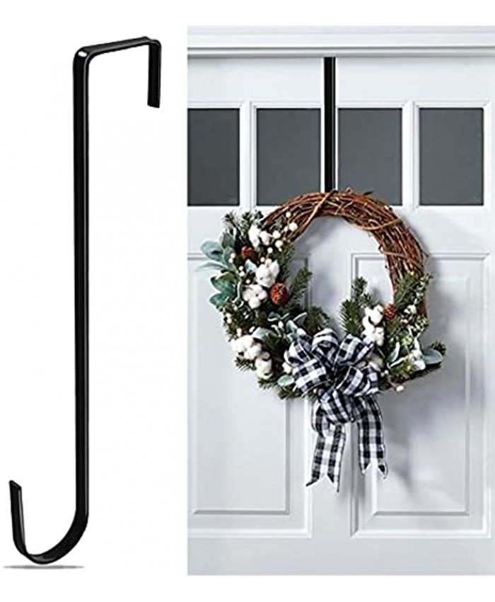 KEYBOO 12 Inch Christmas Wreath Hanger Hooks for Front Door Christmas Decoration Metal Over The Door Hook Practical Clothes,Hat,Towel Hook Christmas Wreath Hanger Hooks Black 1 Pack