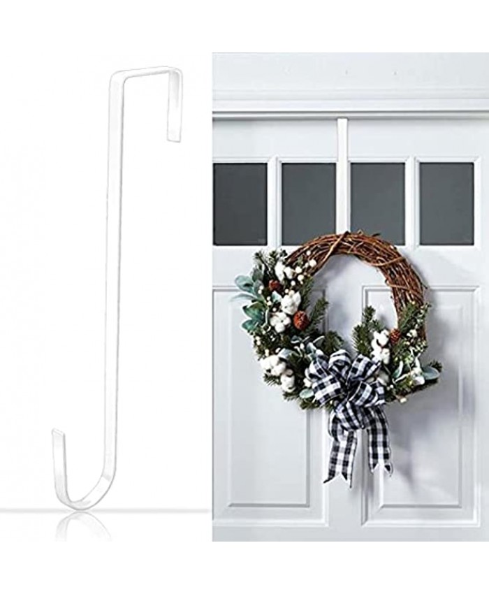 KEYBOO 15 Inch Christmas Wreath Hanger Hooks for Front Door Christmas Decoration Metal Over The Door Hook Practical Clothes,Hat,Towel Hook Christmas Wreath Hanger Hooks White 1 Pack