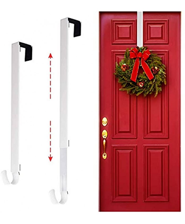 Larchio Ajustable Wreath Door Hangers 15-25''Metal Wreath Hooks Over The Door Wreath Holder for Xmas Wreath DecorationsWhite