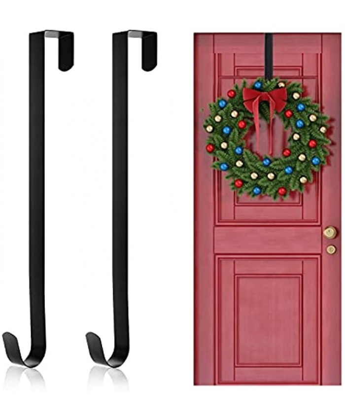 Larchio Wreath Hangers for Front Door 2 Pack Metal Wreath Hooks 12inch Over the Door Holder for Christmas Halloween Fall Wreath Decor