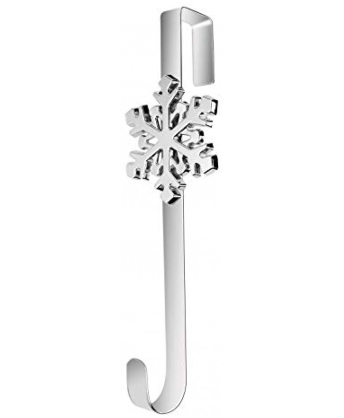 URATOT Christmas Silver Metal Wreath Hanger 14.5 Inches Wreath Hook with Snowflake Interchangeable Icons for Front Door Heavy Duty Wreath Holder for Wreath Christmas Decorations