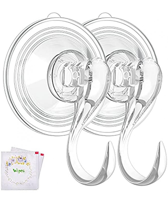 Wreath Hanger VIS'V Large Clear Reusable Heavy Duty Wreath Hanger Suction Cup with Wipes 22 LB Strong Window Glass Suction Cup Hooks Wreath Holder for Halloween Christmas Wreath Decorations 2 Packs