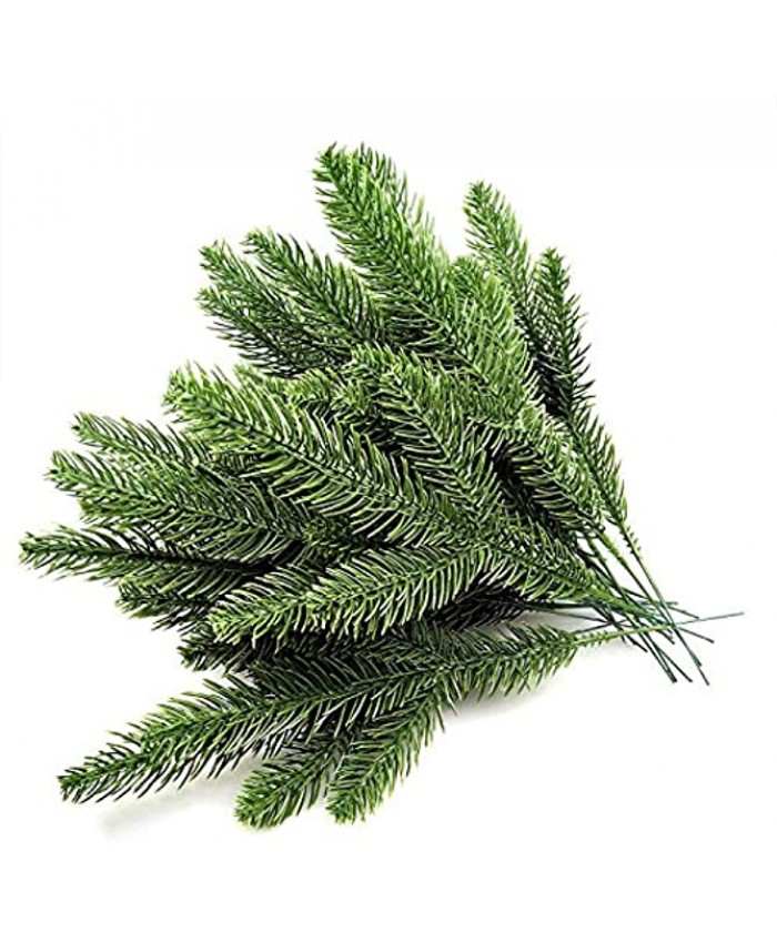 30pcs 10.24x3.94 Inches Artificial Pine Branches Green Leaves Needle Garland Green Plants Pine Needles for Garland Wreath Christmas Embellishing and Home Garden Decoration