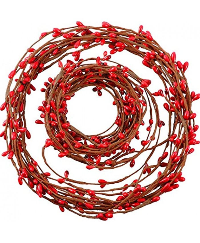 40 Feet Double Pip Garland Berry Garland Floral Craft Country Pip Berry Garland Floral Craft Decor Artificial Red Berry Christmas Garland 2 Roll