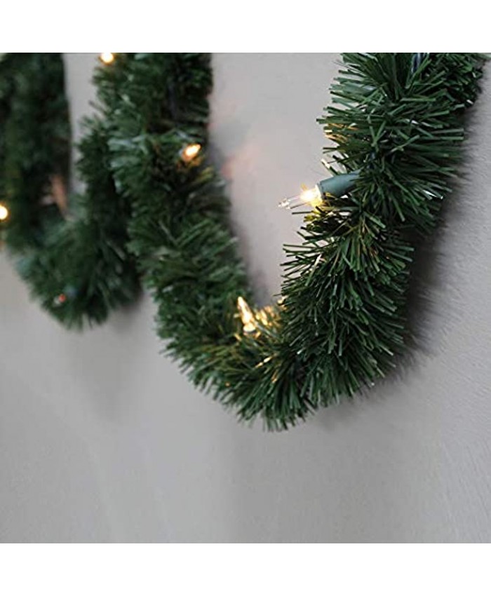 Brite Star 12-Feet Direct Plug in Lighted Pine Garland with 35 Count Clear Mini Lights
