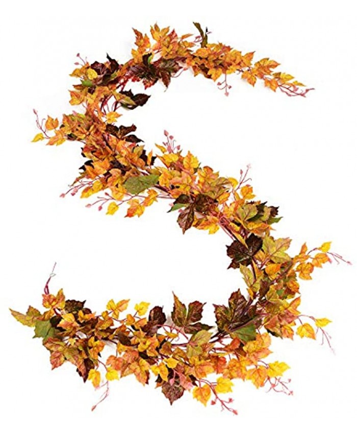 DearHouse 2 Pack Fall Garland Maple Leaf 6.5 Ft Piece Hanging Vine Garland Artificial Autumn Foliage Garland Thanksgiving Decor for Home Wedding Fireplace Party Christmas