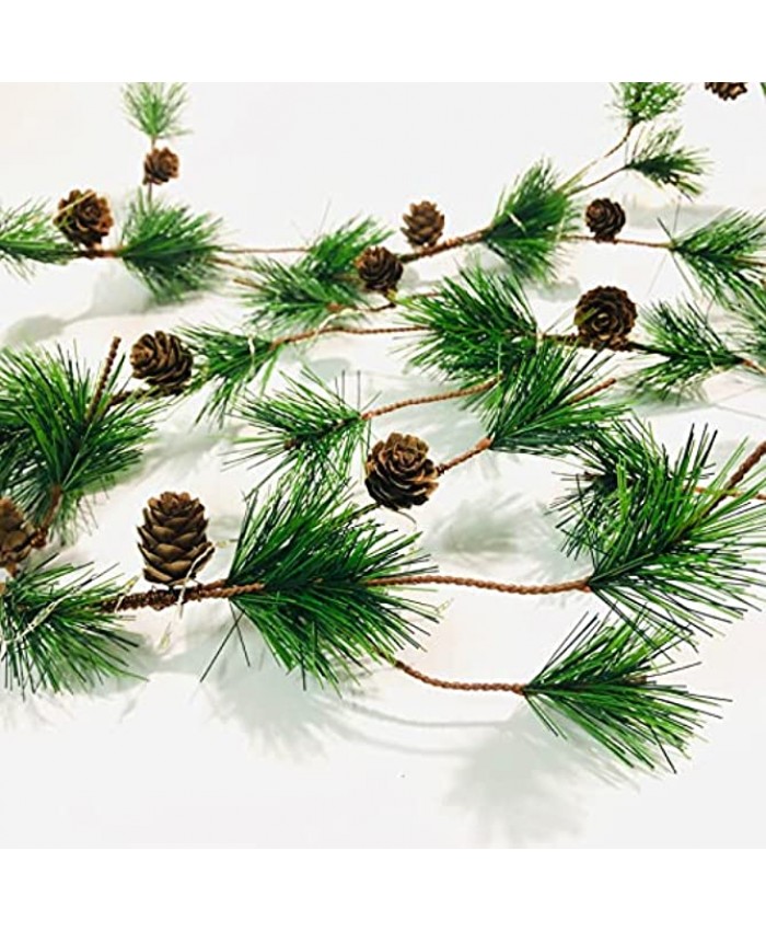 HamiFinee Christmas Garland with 60 LED Fairy Lights 6.2FT Battery Operated Pine Garlands with Pine Cones Artificial Greenery Garland Rustic Garlands with Pinecones for Xmas Holiday Home Decorations