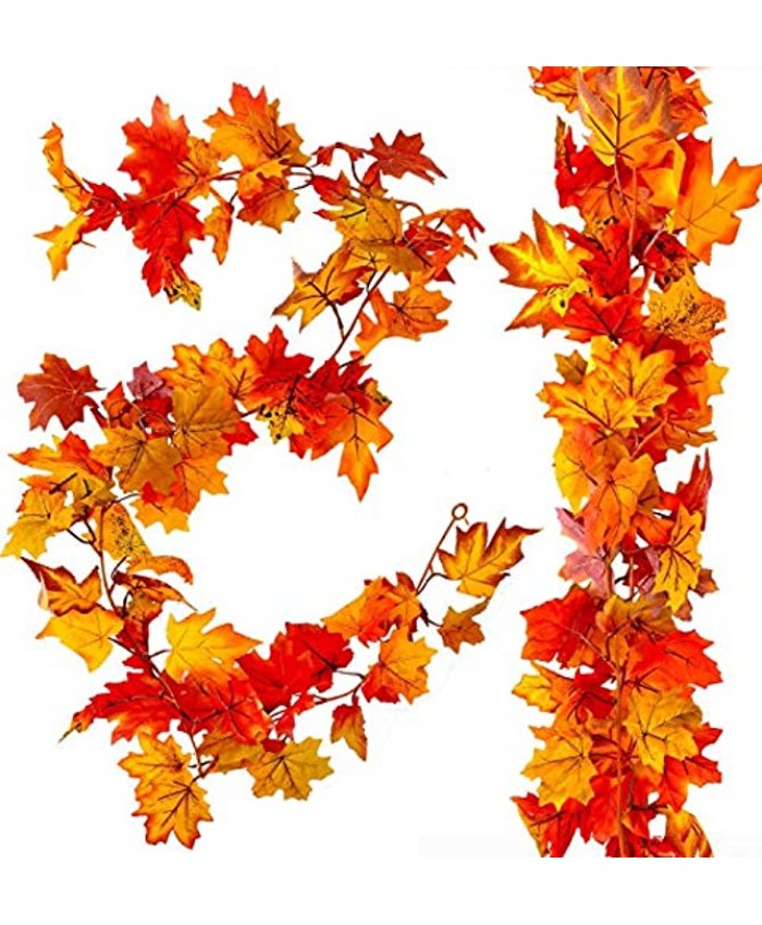 joybest 2 Pcs Artificial Autumn Fall Maple Leaves Garland 5.9ft Fall Hanging Vines Plant Thanksgiving Decor for Indoor Outdoor Wedding Party Home Fireplace Halloween Christmas Decorations