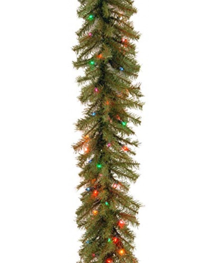National Tree Company Pre-Lit Artificial Christmas Garland Green Evergreen Multicolor Lights Plug In Christmas Collection 9 Feet