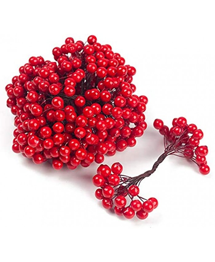 Sallyfashion Artificial Holly Christmas Berries on Wire Great for DIY Garland and Holiday Ornaments 200 Counts