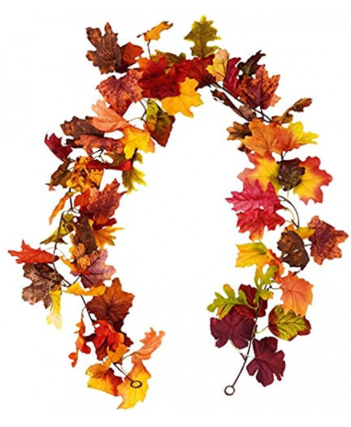 Sunm boutique 2 Pcs 5.9 ft Piece Artificial Maple Leaf Garland Hanging Fall Leave Vines Hanging Plants for Indoor Outdoor Autumn Wedding Door Fireplace Thanksgiving Festival Dinner Party