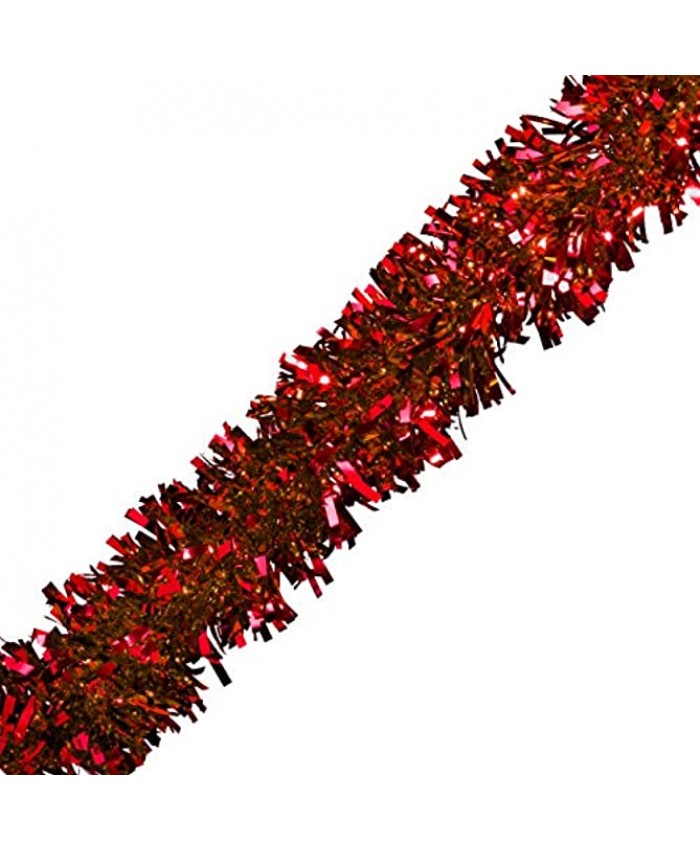 TCDesignerProducts Red Metallic Twist Garland Indoor & Outdoor Holiday Parade Float Shiny Sparkly Decoration 4" x 25' roll
