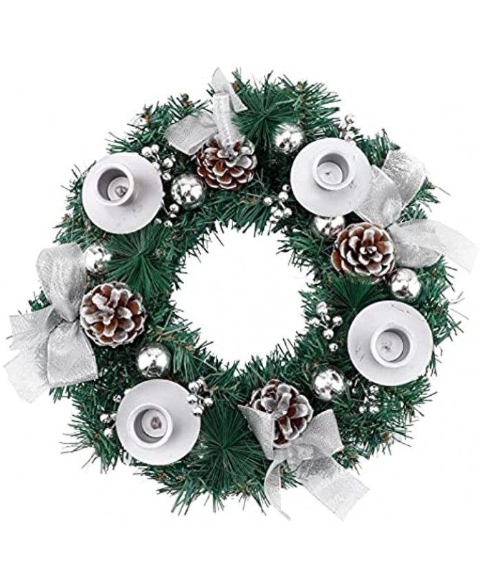 Christmas Advent Wreath Candle Holder Xmas Wreath with Pinecone Artificial Advent Wreath Ring Candle Holder Xmas Season Centerpiece Decoration Table Wreath Fireplace Decorations Advent Candle Holder