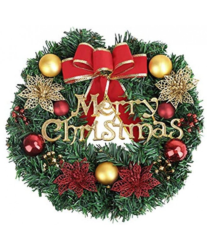 Christmas Wreath 12 Inch Christmas Party Decor Artificial Floral Pine Garland Ornaments with Bells Berries Bowknot Front Door Wall Window Hanging Wreath Christmas Signs Indoor Outdoor Decoration Gift