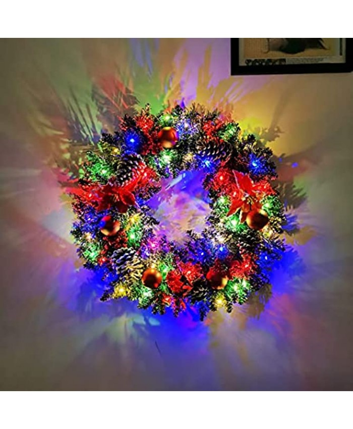 Christmas Wreaths for Front Door 24” Christmas Wreath with Iights Battery Operated Outdoor Christmas Wreaths Christmas Decorations