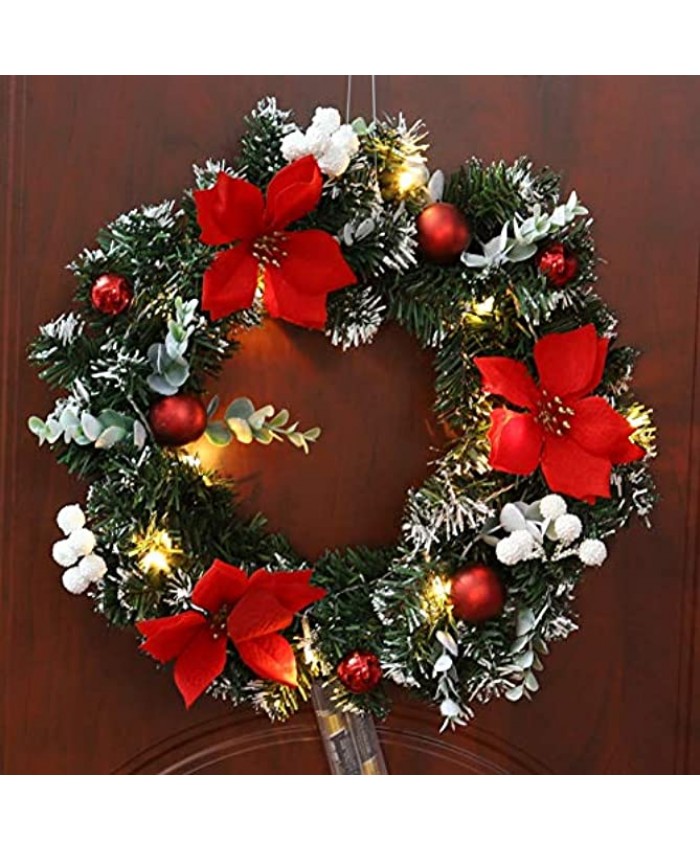 URMAGIC Christmas Wreath with LED Lights,Christmas Decorations,Battery Powered Xmas Door Wreath,Artificial Hanging Garland for Xmas Indoor Outdoor Decoration,Christmas Party Decoration