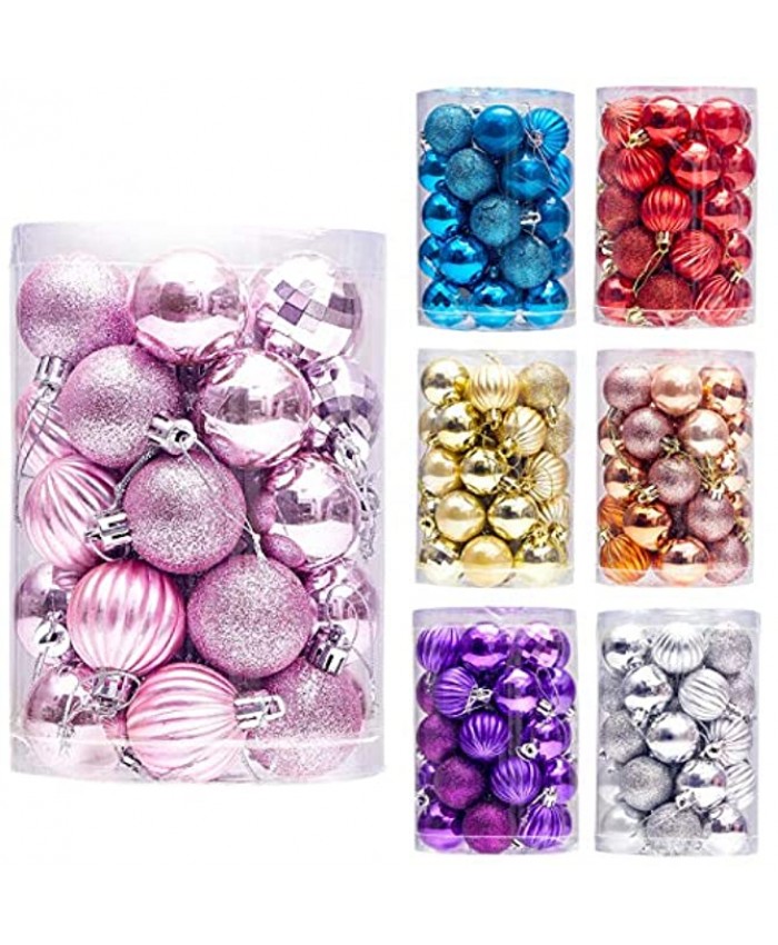 34ct Christmas Ball Ornaments Shatterproof Christmas Hanging Tree Decorative Balls for Party Holiday Wedding Decor Pink 1.57",40mm