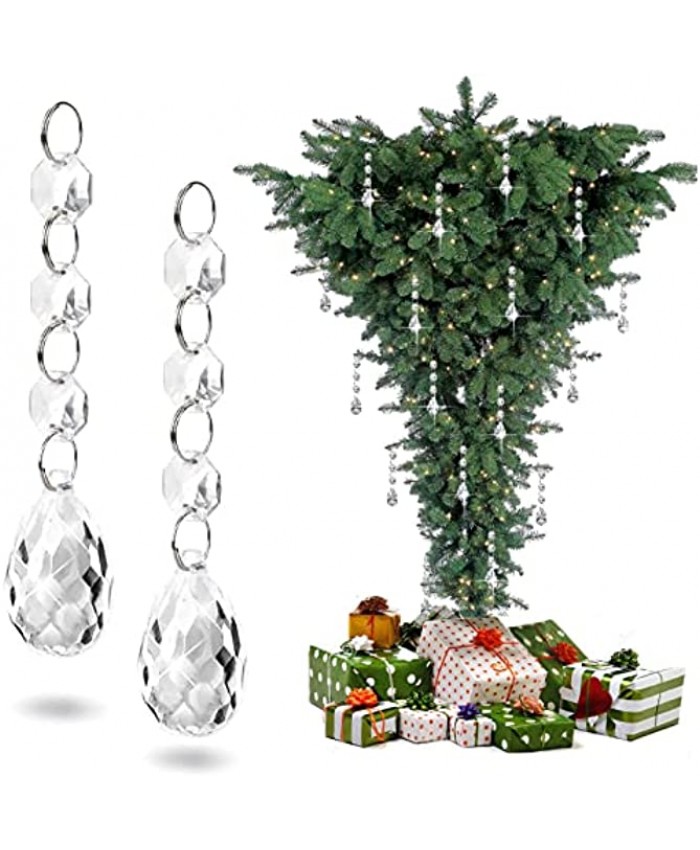 Christmas Tree Decorations Crystal Ornaments 30PCS Acrylic Clear Teardrop Chandelier Prisms Lamp Garlands Christmas Hanging Pendants Ball Beads for Holiday Wedding Outdoor Indoor Christmas Decor