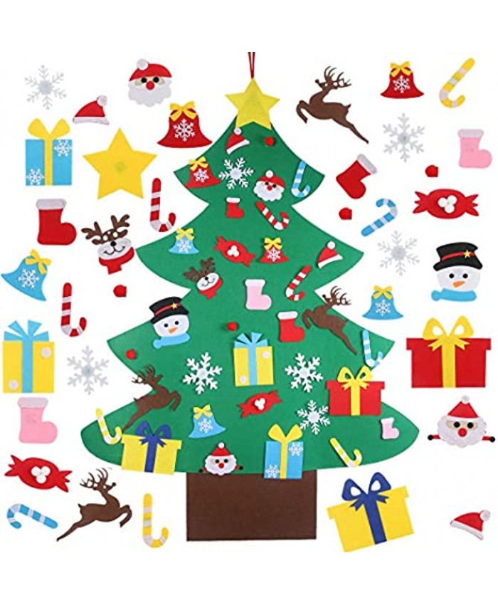 GameXcel 4FT DIY Felt Christmas Tree Set with 36pcs Ornaments Wall Hanging Felt Xmas Tree for Kids Toddlers Christmas New Year Gift Decorations Party Supplier