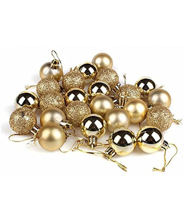 GOOTRADES Set of 24 Mini Shatterproof Christmas Balls Tree Ornaments Party Decoration 3cm 1.18'' Gold