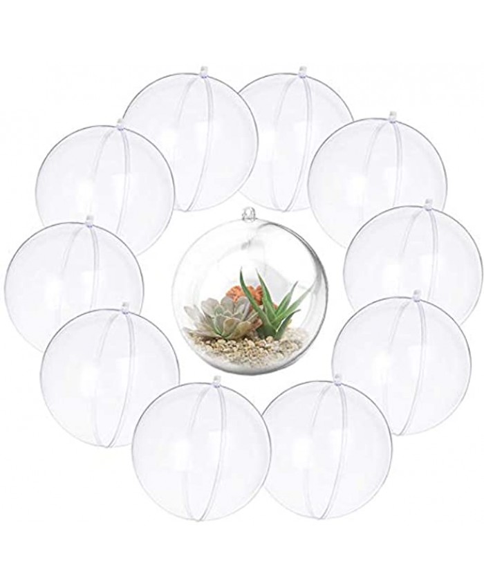 Haawooky 10 Pack Clear Fillable Christmas Ornaments Large Clear Ball,120mm Craft Christmas Decorations Tree Ball for New Years Present Holiday Wedding Party Home Decor Bath Bomb
