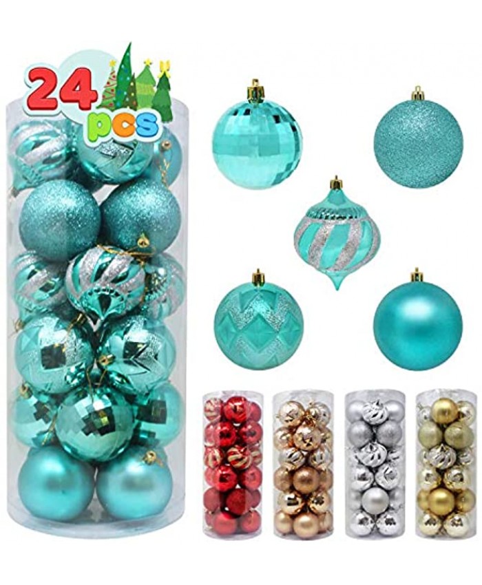 Joiedomi 24 Pcs Christmas Ball Ornaments Shatterproof Christmas Ornaments for Holidays Party Decoration Tree Ornaments and Special Events Teal 3.15”