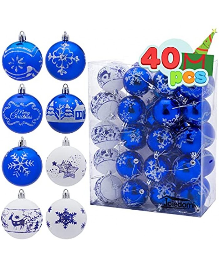 Joiedomi 40 Pcs Christmas OrnamentsBall Ornaments with Contrast Color and Glitter Painting Set for Christmas Holiday Indoor and Outdoor Christmas Decorations Tree OrnamentsBlue&White