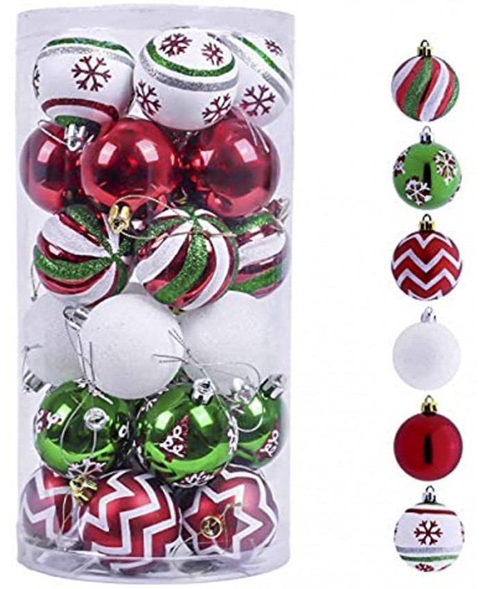 Valery Madelyn 30ct 60mm Classic Collection Splendor Red Green White Christmas Ball Ornaments Shatterproof Christmas Tree Ornaments for Xmas Decoration