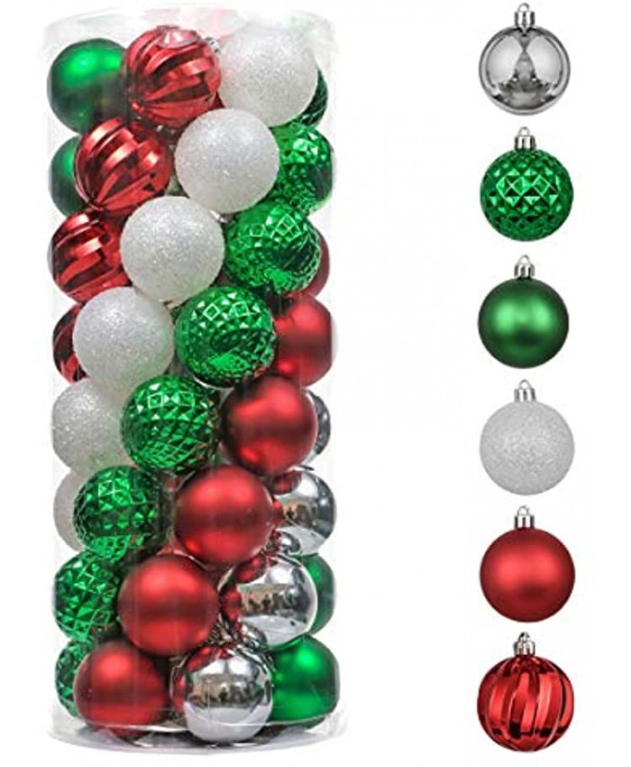 Valery Madelyn 50ct 60mm Classic Collection Splendor Red Green White Christmas Ball Ornaments Shatterproof Christmas Tree Ornaments for Xmas Decoration