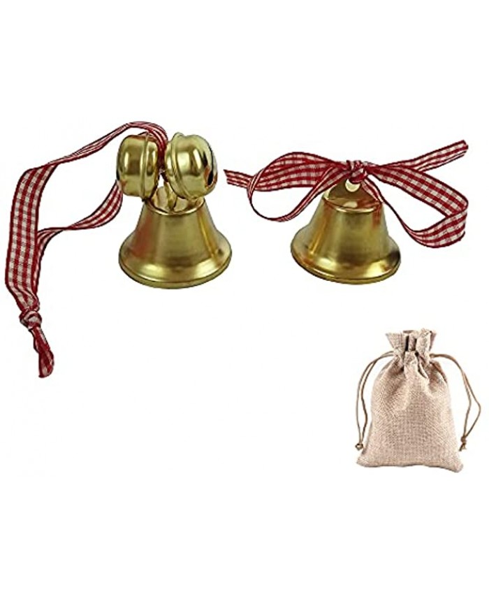2Pcs Christmas Tree Decorations Bell for Dog Cat Doorbell Training  Housebreaking Ornaments for Christmas Tree with Ribbon and Gift Bag