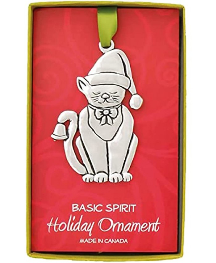 Basic Spirit Handcrafted Christmas Ornament Cat with Bell Home Décor for Tree Decoration