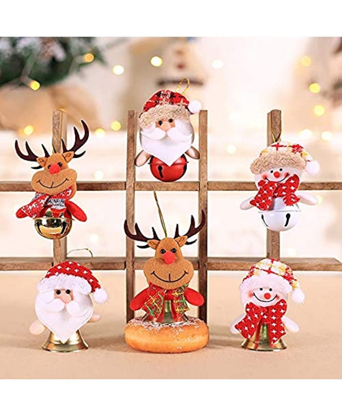 BIT.FLY Christmas Ornaments Bells Decorations 12 PCS Christmas Tree Hanging Ornaments Jingle Bells for Xmas Door Home Party Supplies Santa Snowman Reindeer Bear