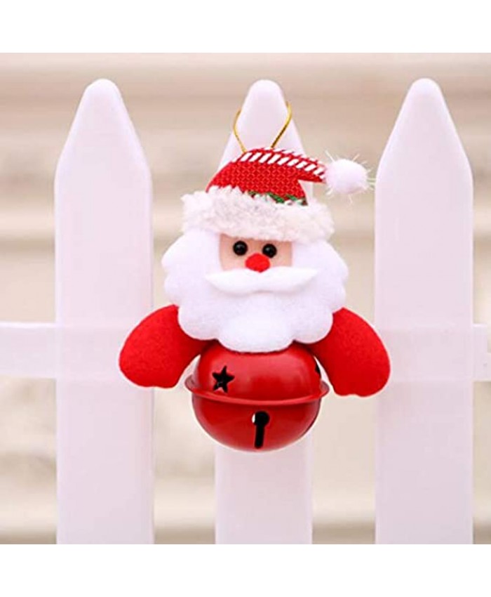 Brinote Plush Christmas Ornaments Christmas Tree Snowman with Metal bells plush Hanging Ornaments Decorations for Christmas Tree Pendant Party Decor Home Decorations Gold Bells&Santa Claus