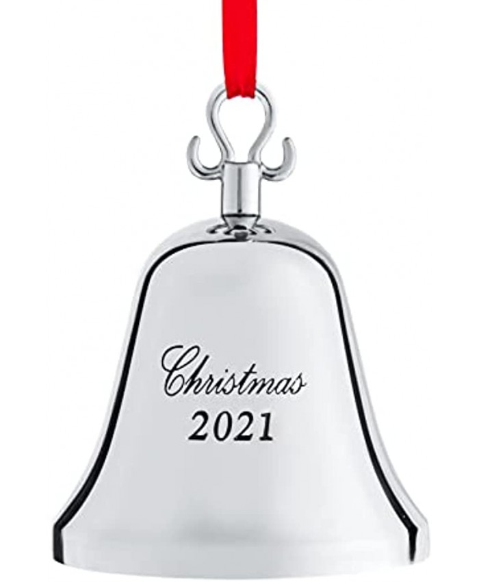 Klikel Christmas Bell Ornament 2021 Shiny Silver Christmas Ornament 2021 Bell Ornament for Christmas Tree 2021 Ornament with Gift Box Silver Bell Engraved Christmas 2021-8th Annual Edition