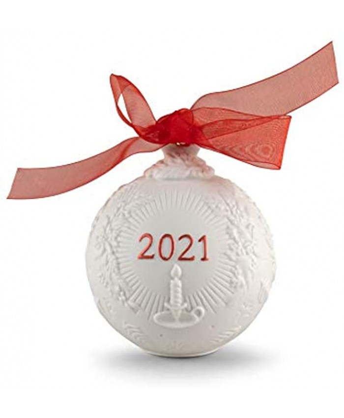 LLADRÓ 2021 Christmas Ball Red. Porcelain Christmas Bell