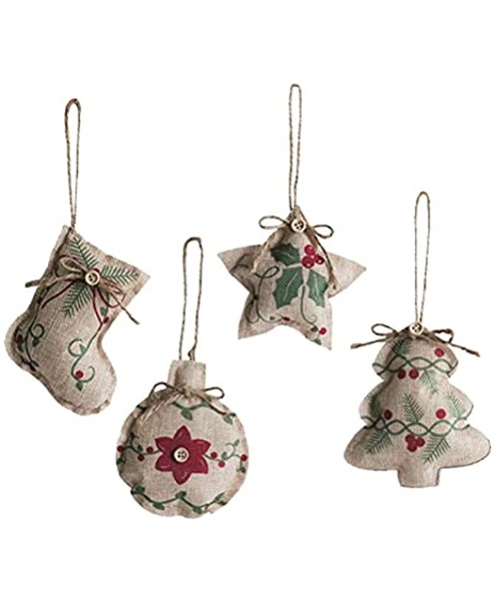 LUOZZY 4Pcs Christmas Tree Pendant Christmas Boots Xmas Bell Hanging Decors Xmas Indoor Pendants