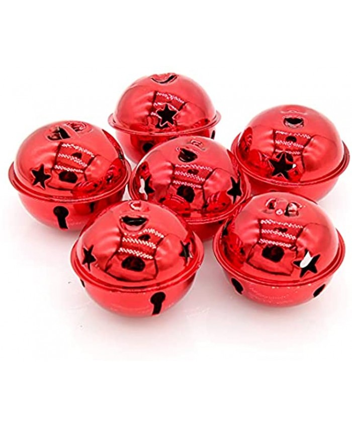 LXZ 6 PCs Decorative Red Round Bells Metal Jingle Bells for Party Home Christmas Diameter 1-31 32" 5 cm