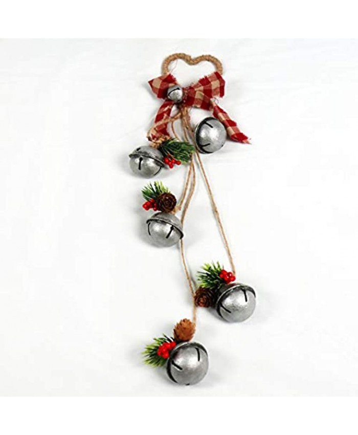 SHATCHI Hanging Golden Silver Red Rustic Bells with Ribbon Berries and Pinecones Christmas Home Wall Door Jingle Xmas Holiday DIY Decorations – 46cm 27cm 46 cm