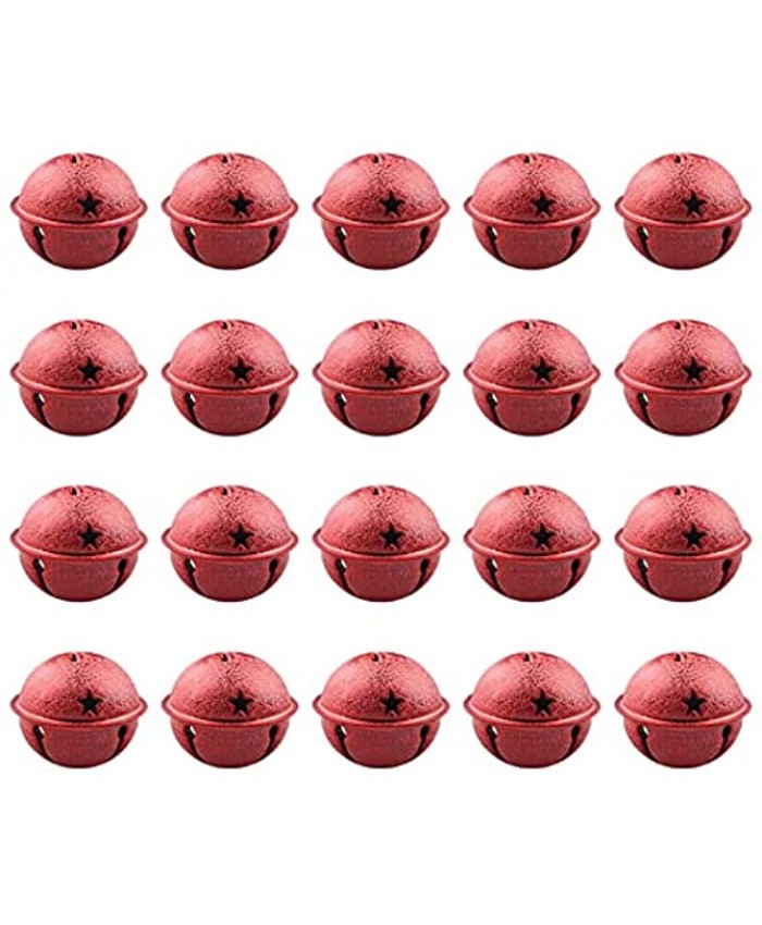 SYCOOVEN Christmas Jingle Bell 20pcs Christmas Star Cutout Jingle Sleigh Pet Bell Ornament for Jewelry DIY Crafts Xmas Tree DecorationRed