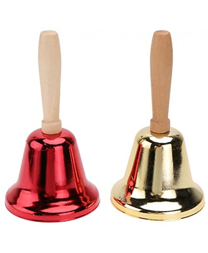 VEEMOON 2Pcs Metal Rattle Christmas Hand Bell Temple Bell Wedding Bells Game Bells for Santa Claus Call Bell Pet Training Bell