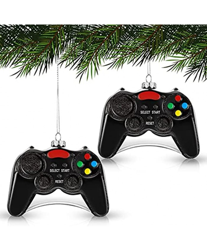 2 Pieces Game Controler Ornament Video Game Controller Glass Blown Ornaments Christmas Ornament Video Game Tree Ornaments Christmas Tree Hanging Decoration for Holiday Xmas Outdoor Indoor Favors