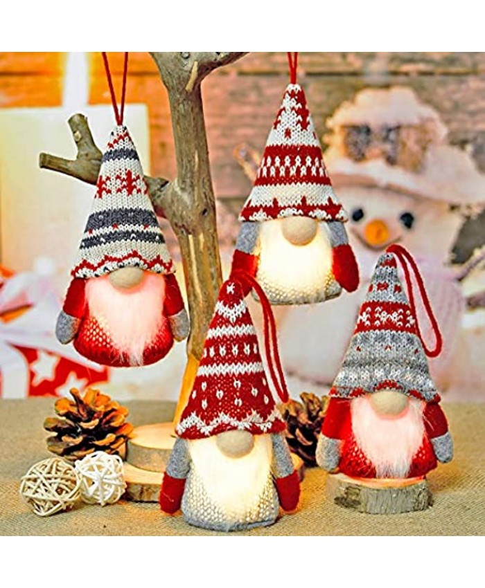 4 Pack Gnome Christmas Decor Ornaments Handmade Swedish Tomte Gnomes Plush Scandinavian Santa Elf Table Ornaments Christmas Tree Hanging Decoration Home Décor