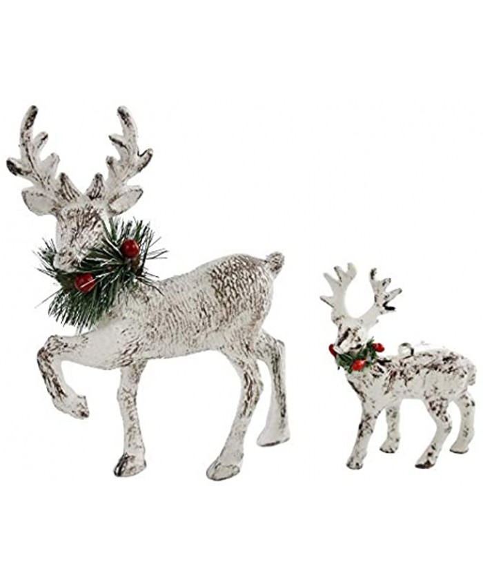 Athoinsu 2PCS Christmas Reindeer Figurine Decoration Set Table Tree Ornaments Xmas Holiday Party SuppliesPlastic