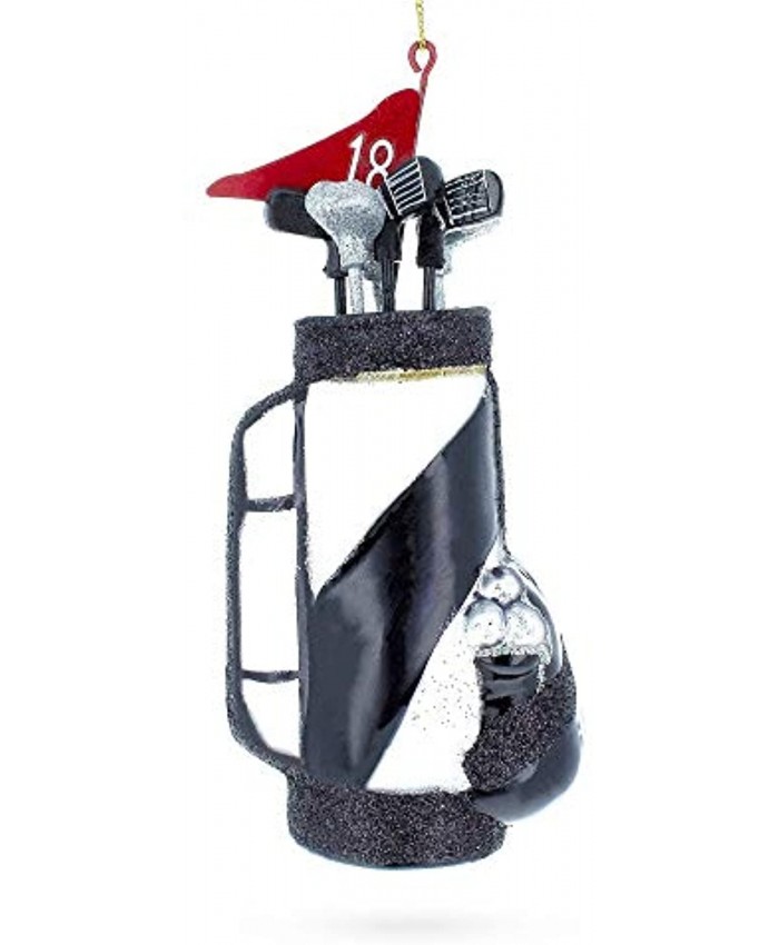 BestPysanky Golf Bag with Clubs Glass Christmas Ornament