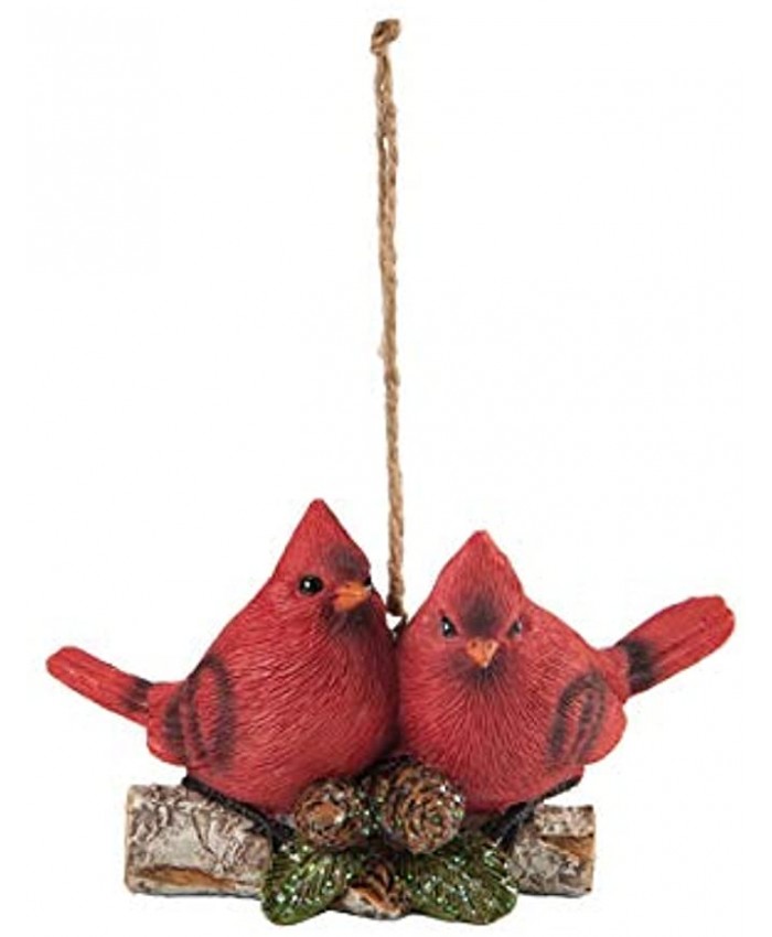 C&F Home Cardinals On Branch Rosy Red 5 inch Resin Stone Christmas Hanging Ornament