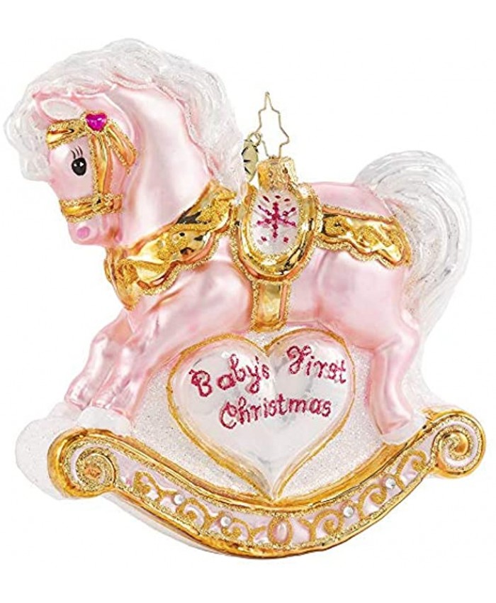 Christopher Radko Hand-Crafted European Glass Christmas Decorative Figural Ornament Baby's First Christmas Filly