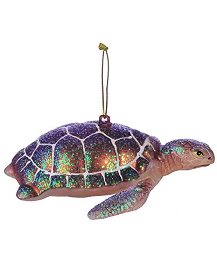 Miicol Swimming Sea Turtle Glass Blown Ornament for Christmas Tree Purple