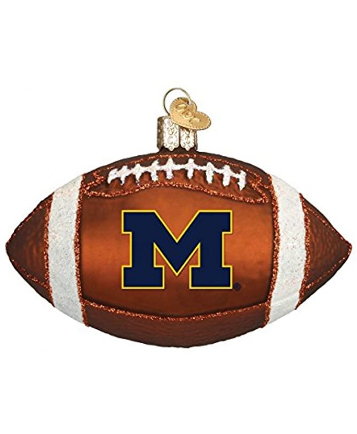 Old World Christmas University of Michigan Wolverines Glass Blown Ornaments for Christmas Tree Football